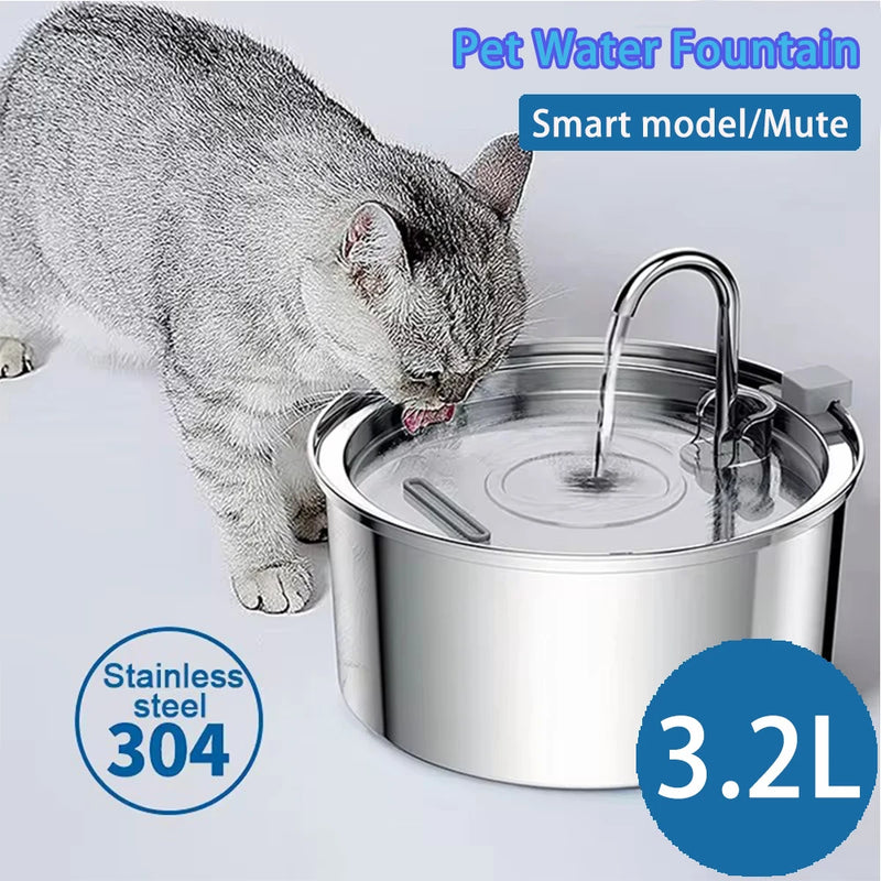 SmartFlow Stainless Steel Cat Water Fountain – Automatic Pet Drinking Dispenser