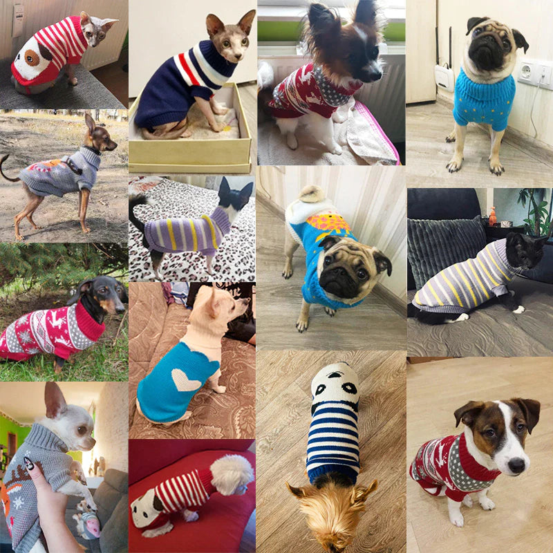 Knitted Pet Sweater – Warm Winter Clothes for Small & Medium Dogs and Cats