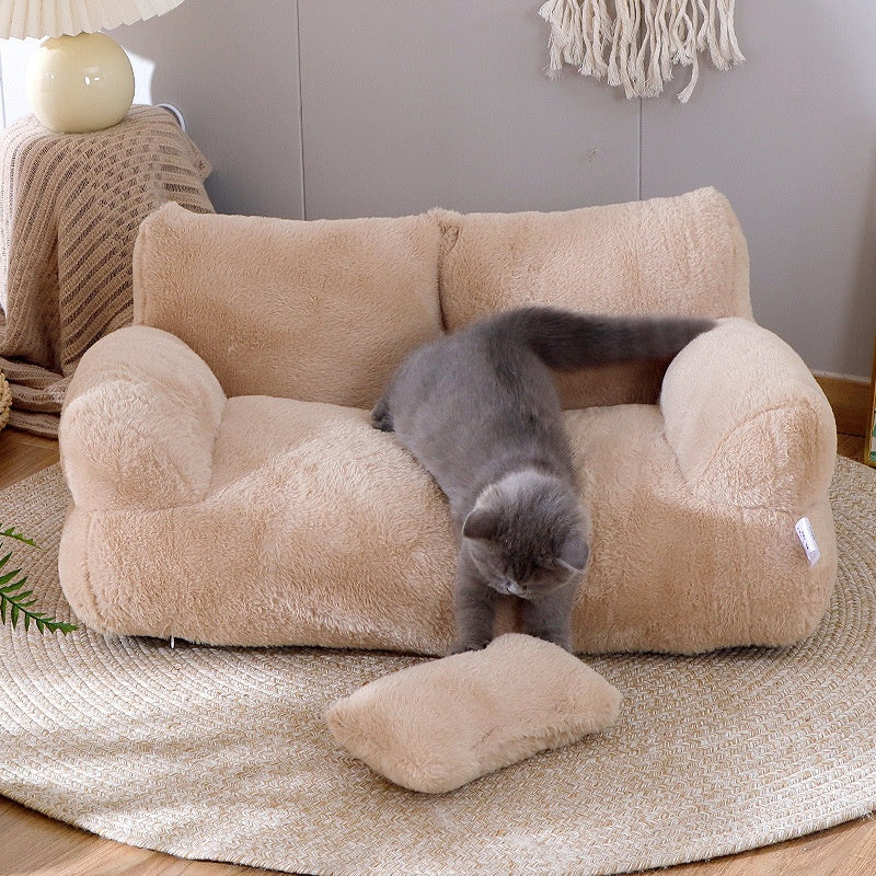 Luxury Plush Cat Bed Sofa – Warm Nest for Cats & Small Dogs