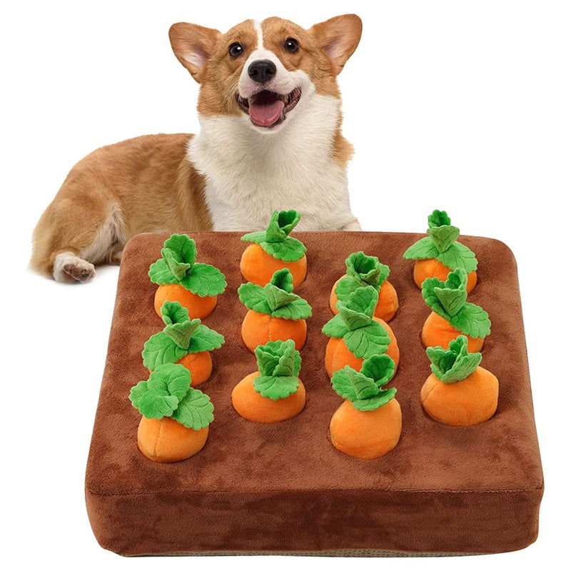 Carrot Hunt Interactive Dog Plush – 2-in-1 Puzzle & Chew Toy