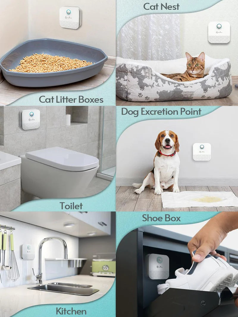 Downypaws 4000mAh Smart Cat Odor Purifier – Rechargeable Litter Box Deodorizer