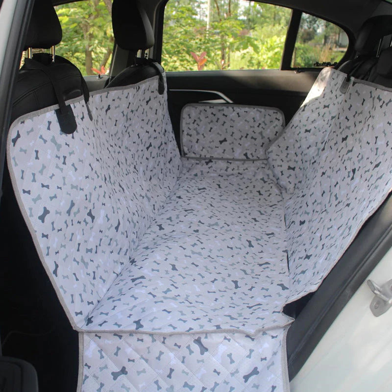 Back Seat Cover for Dogs – Bone Pattern, Waterproof Oxford Fabric Protector