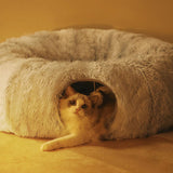 CozyTrek Cat Tunnel Bed with Fluffy Cave & Removable Cushion