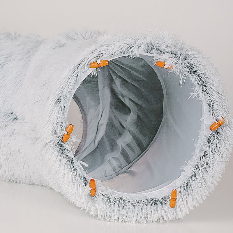 CozyTrek Cat Tunnel Bed with Fluffy Cave & Removable Cushion