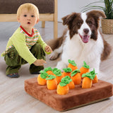 Carrot Hunt Interactive Dog Plush – 2-in-1 Puzzle & Chew Toy (NEW 2024)