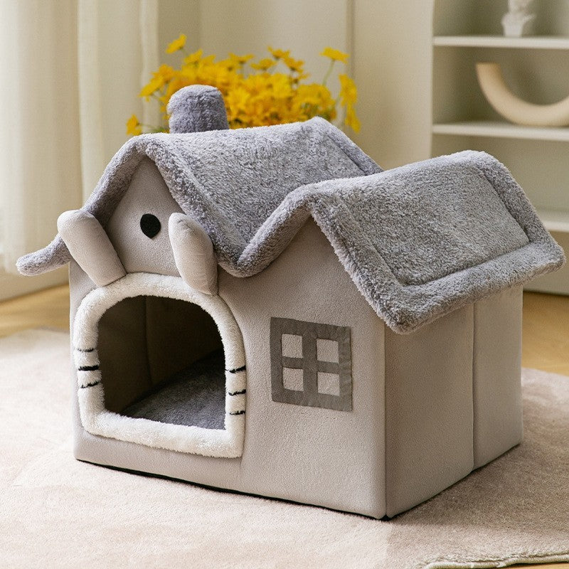 Foldable Dog House & Cat Bed – Warm Winter Villa for Pets