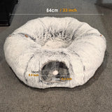 CozyTrek Cat Tunnel Bed with Fluffy Cave & Removable Cushion