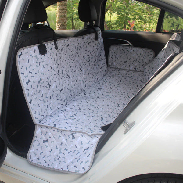 Back Seat Cover for Dogs – Bone Pattern, Waterproof Oxford Fabric Protector