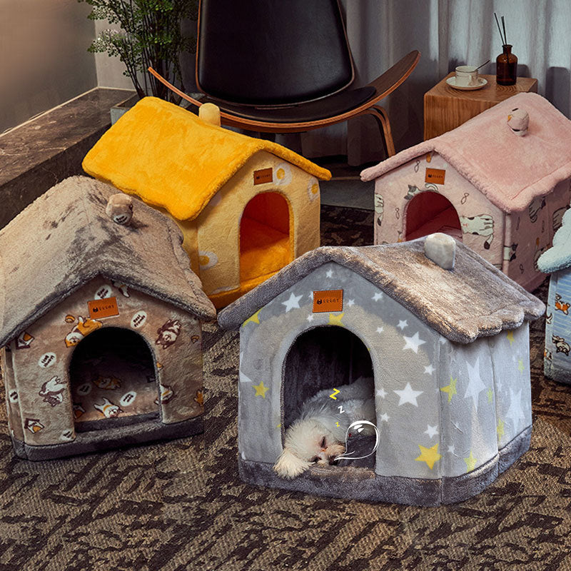 Foldable Dog House & Cat Bed – Warm Winter Villa for Pets