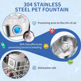 Cat Fountain with Water Level Window 3.2L Stainless Steel Pet Water Fountain Cat Dog Water Dispenser for Multiple Pets