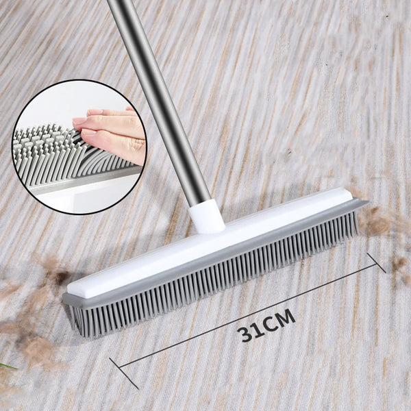 Pet Hair No-Scratch Rubber Broom – Carpet & Floor Cleaner