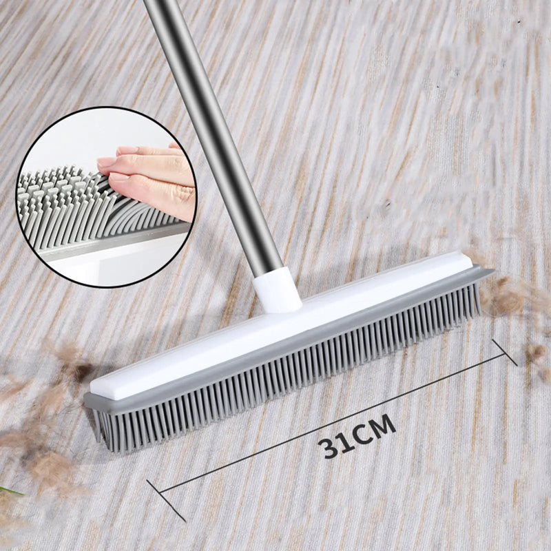 Pet Hair No-Scratch Rubber Broom – Carpet & Floor Cleaner