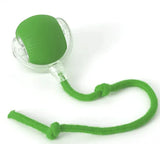 Green PawActivate Smart Play Ball with rope for pet entertainment.