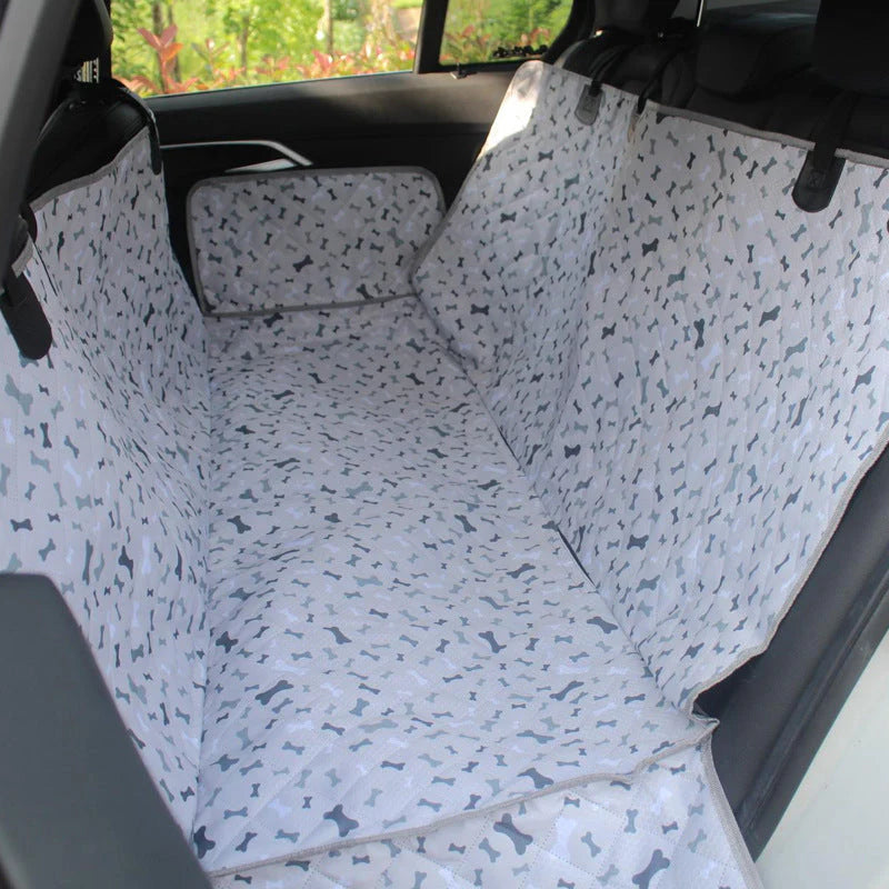 Back Seat Cover for Dogs – Bone Pattern, Waterproof Oxford Fabric Protector