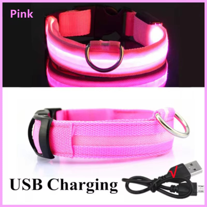 Electronic Pet LED Dog Collar Adjustable Flash Recharge Pet Collars Reflective LED Collars for Dogs Night Anti-Lost Dog Products