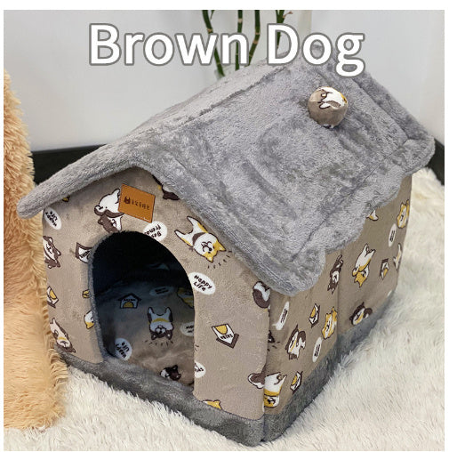 Foldable Dog House & Cat Bed – Warm Winter Villa for Pets