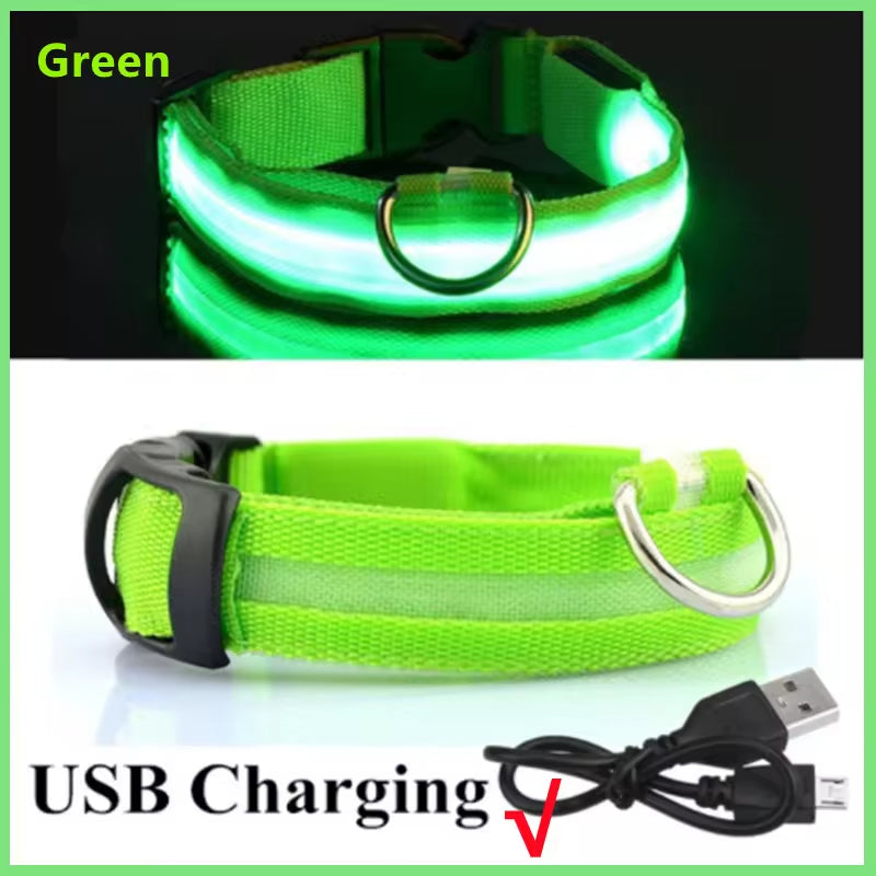 Electronic Pet LED Dog Collar Adjustable Flash Recharge Pet Collars Reflective LED Collars for Dogs Night Anti-Lost Dog Products