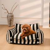 Trendy Striped Lambswool Double Layer Dog Sofa Bed Couch Luxury Cat Bed Cat Sofa Custom LOGO Cat Products