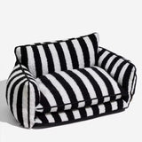 Trendy Striped Lambswool Double Layer Dog Sofa Bed Couch Luxury Cat Bed Cat Sofa Custom LOGO Cat Products