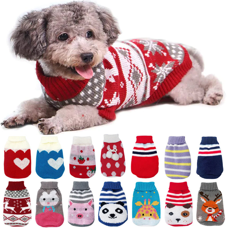 Knitted Pet Sweater – Warm Winter Clothes for Small & Medium Dogs and Cats