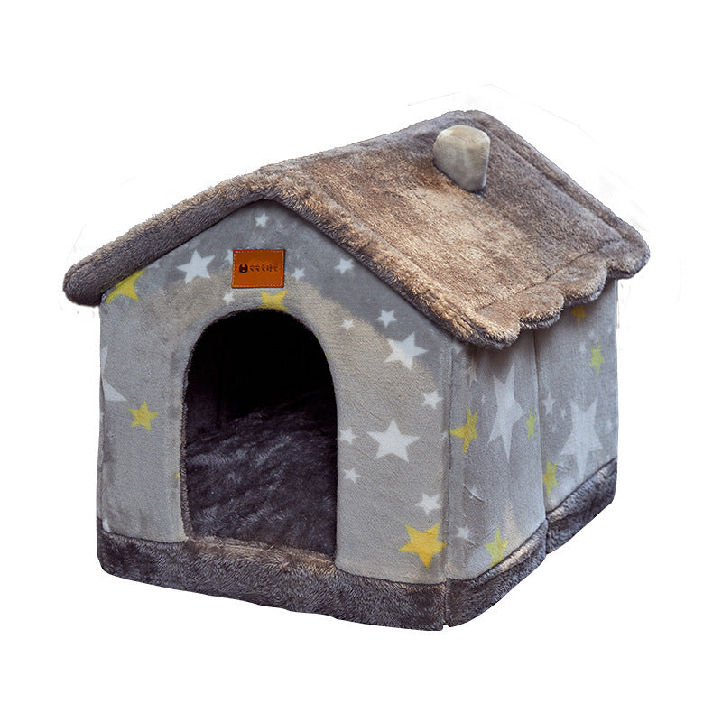 Foldable Dog House & Cat Bed – Warm Winter Villa for Pets