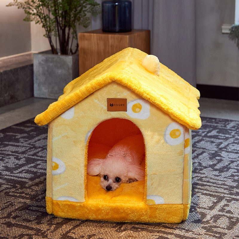 Foldable Dog House & Cat Bed – Warm Winter Villa for Pets