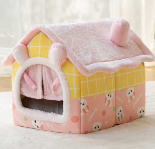 Foldable Dog House & Cat Bed – Warm Winter Villa for Pets