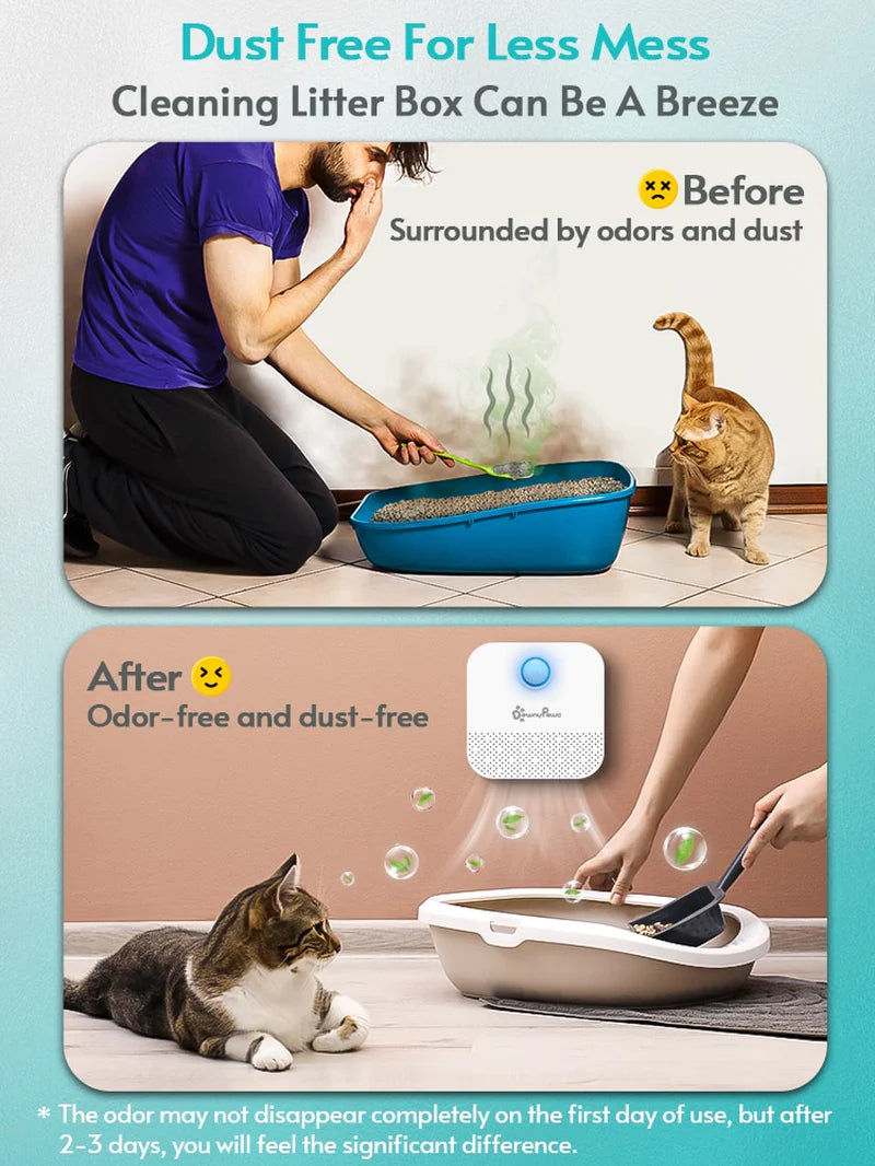 Downypaws 4000mAh Smart Cat Odor Purifier – Rechargeable Litter Box Deodorizer