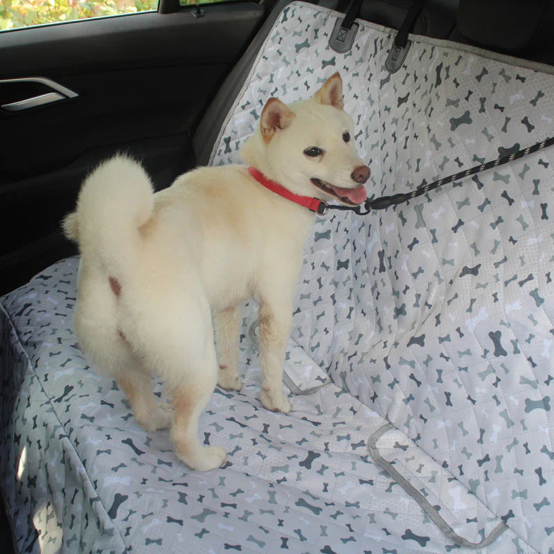 Back Seat Cover for Dogs – Bone Pattern, Waterproof Oxford Fabric Protector