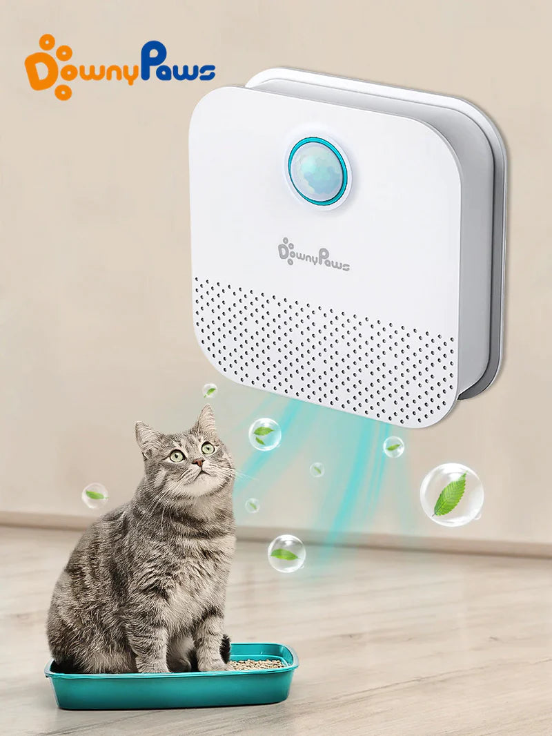 Downypaws 4000mAh Smart Cat Odor Purifier – Rechargeable Litter Box Deodorizer