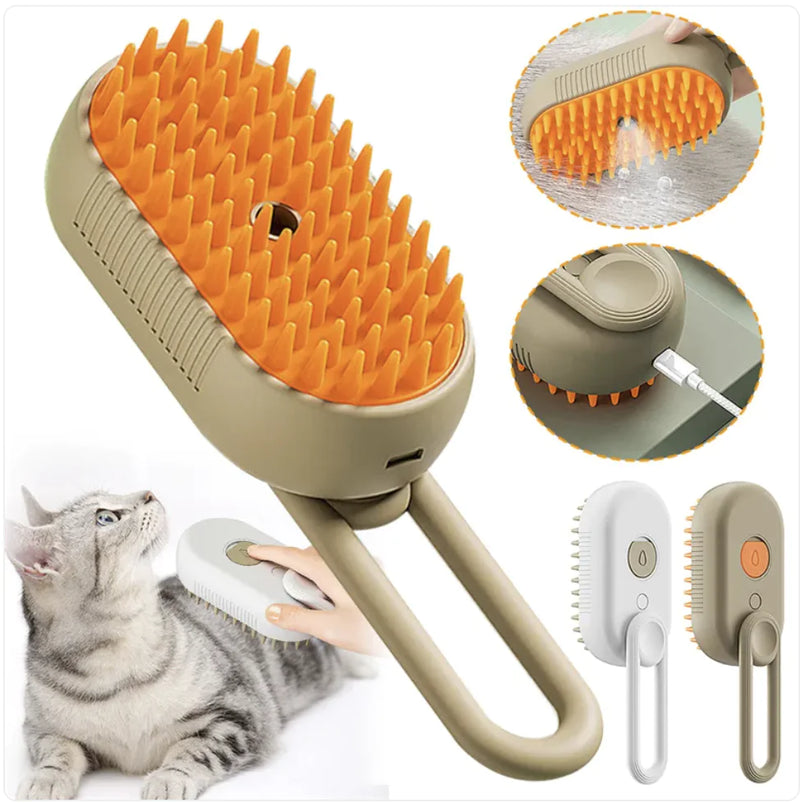 3-in-1 Electric Pet Brush - Steam, Massage, and Hair Removal