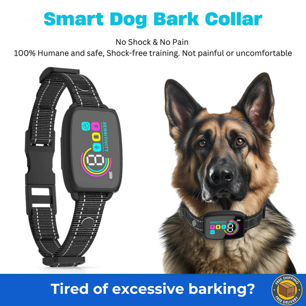 Rechargeable Smart Anti-Bark Collar with HD Display - Waterproof & Effective Bark Control for Dogs!