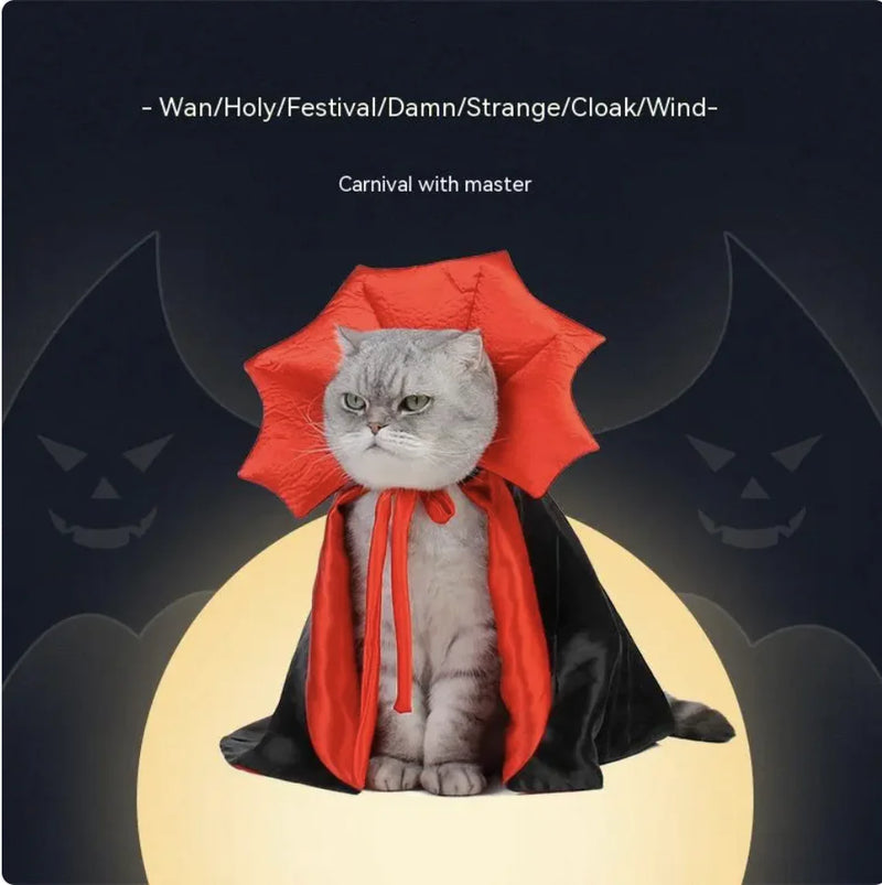 Dog & Cat Vampire Cloak – Halloween Costume for Small & Medium Pets